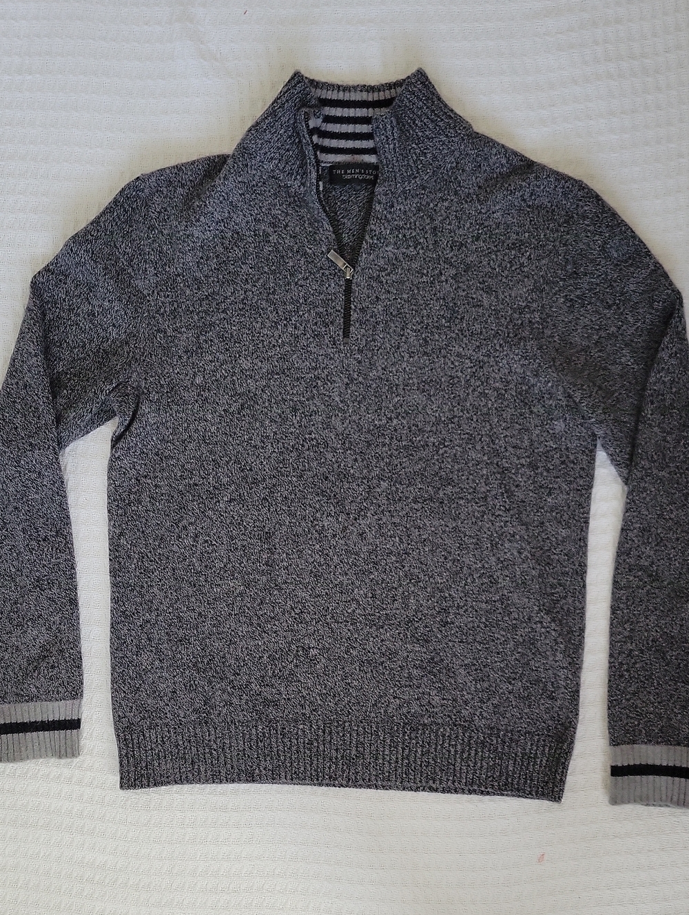 Bloomingdale's Men's Heather Charcoal Zip-Neck Sweater